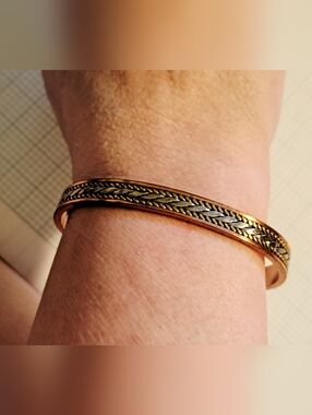 Avon Copper Gold and Silver Braided Cuff Bracelet